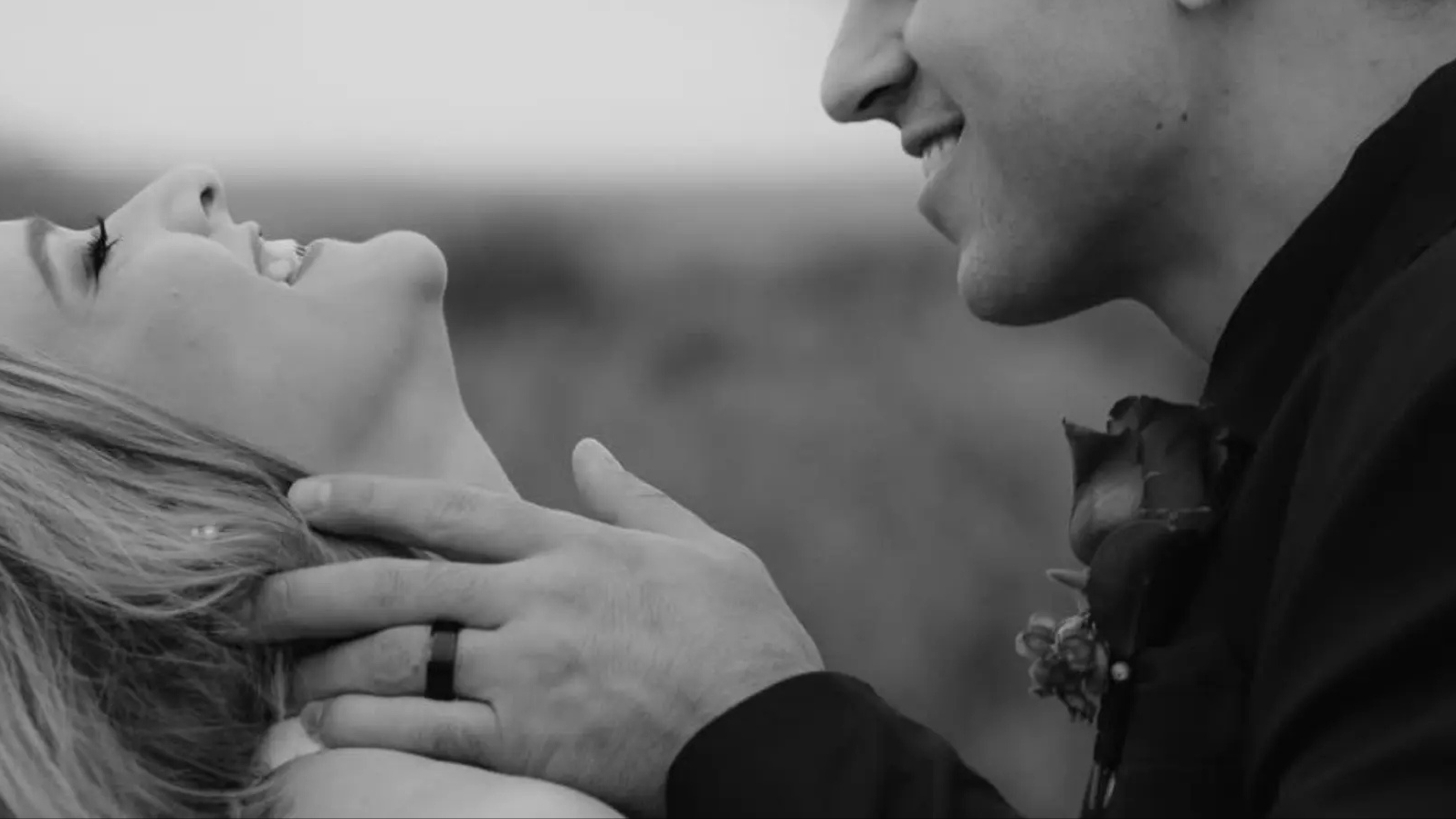 Romantic black and white portrait